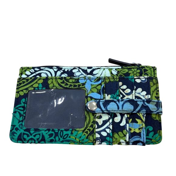 Vera Bradley Quilted Cotton Wallet Caribbean Sea Pattern Zipper Closure - Picture 2 of 4